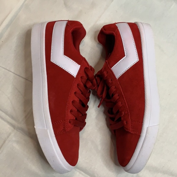 Women's PONY Classic Low Red Suede Shoes Size 7.5 - Picture 7 of 13